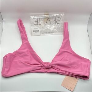 Skatie Penny Vibrant Pink Dahlia Knotted Bikini Top